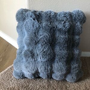 Plush Gray Faux Fur Pillow